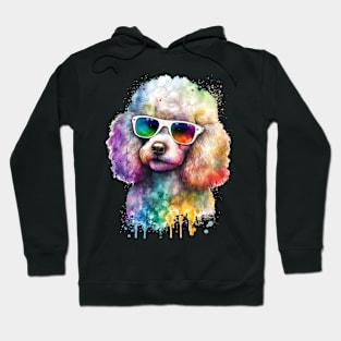 Rainbow Poodle Watercolor Art Hoodie